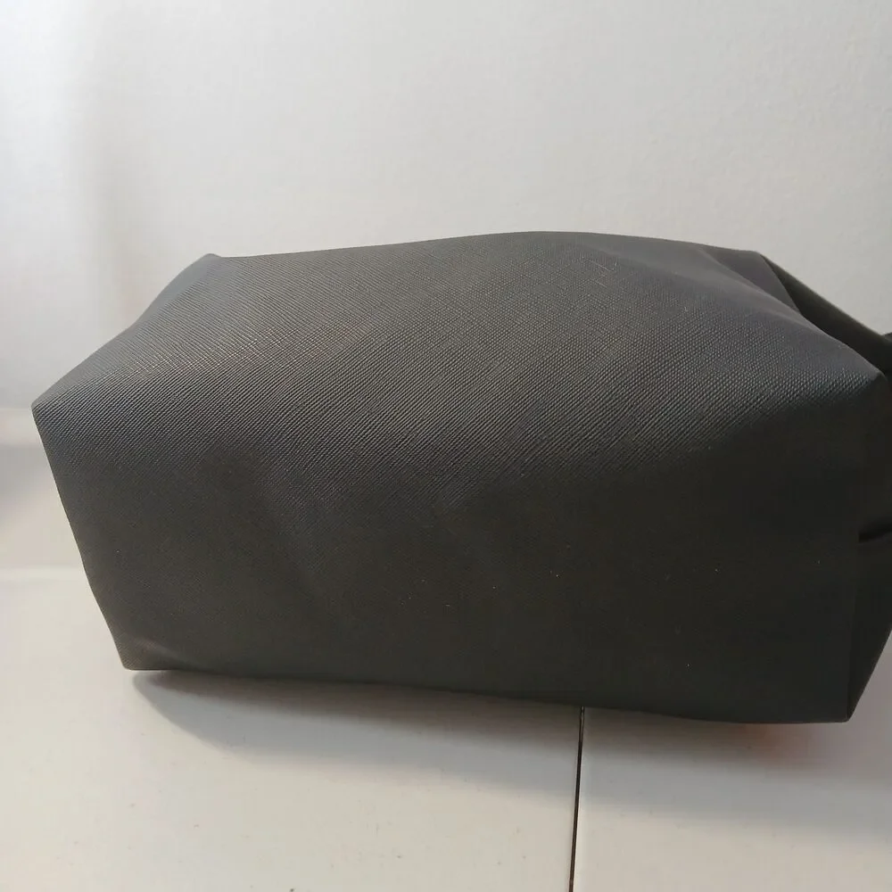 Rachel Zoe Black Nylon Cosmetic Makeup Bag Toiletries Case Top Zipped Clutch
